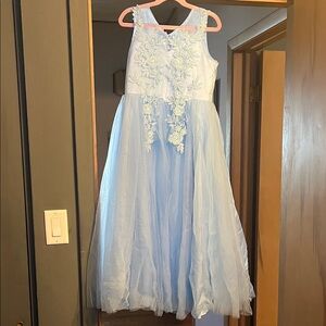 Elegant Blue Floral Flower Girl dress